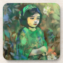 Chica con vestido verde