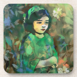 Posavasos Chica con vestido verde