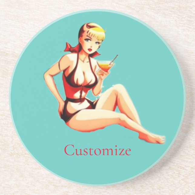 Posavasos Chica de Bikini Thunder_Cove (Frente)