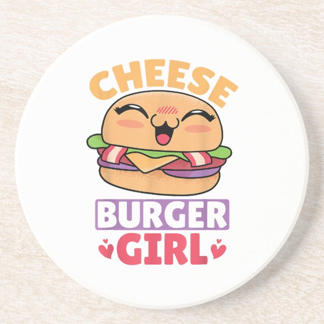 Posavasos Chica de Cheeseburger, Mujeres Hamburguesas y Chee (Frente)