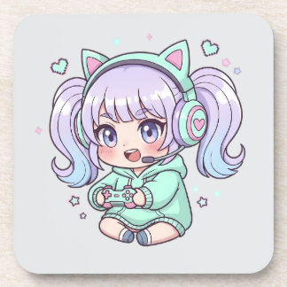 Posavasos Chica de Chibi Gamer entusiasta