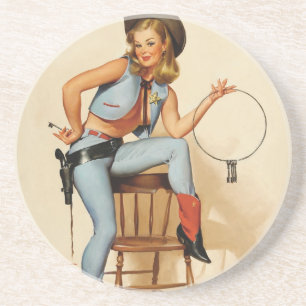 Posavasos Chica de Cowgirl Pin-up
