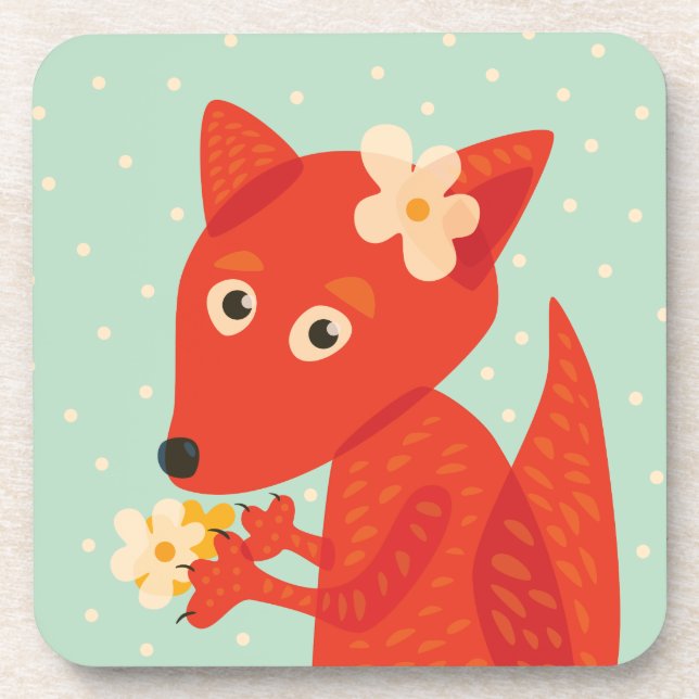 Posavasos Chica de Cute Personalizado Fox (Frente)