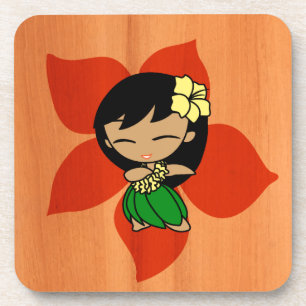 Posavasos Chica de Hula hawaiano del vintage del hibisco de