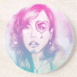 Posavasos Chica de maquillaje de cráneo de azúcar, Pascua de