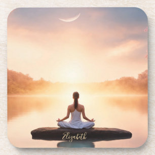 Posavasos Chica de meditación de piedra Zen