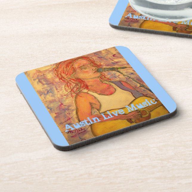 Posavasos chica de música en vivo de austin (Lado Izquierdo)