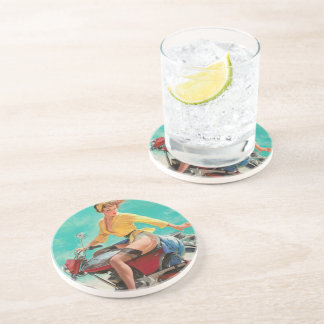 Posavasos Chica de Pin-UP del motociclista de motocicleta Re