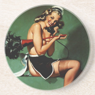 Posavasos Chica de Pinup de doncella francesa retro vintage