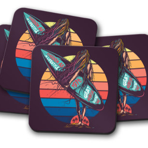 Posavasos Chica de Surfista Vintage de los años 70 Conjunt