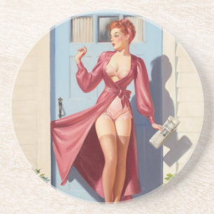 Posavasos Chica del Pin-Up del Periódico Matutino