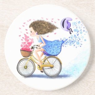 Posavasos Chica En Bicicleta Monstruo Romántico Regalo Amor