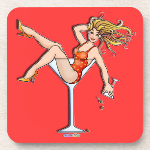 Posavasos Chica en un vaso de Martini 2 - Olivia Cork Coaste