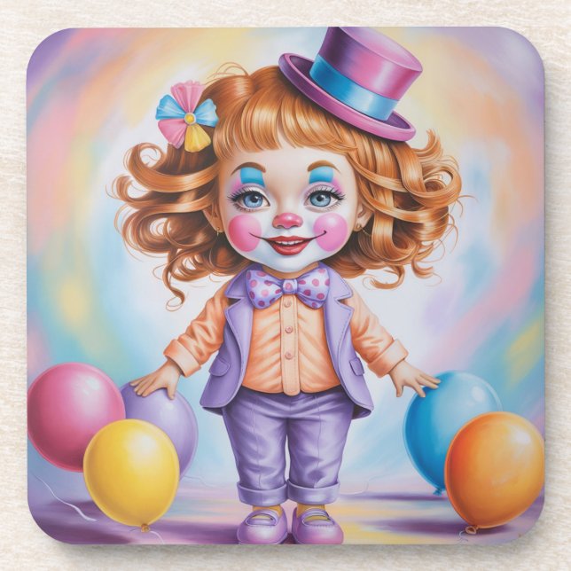 Posavasos Chica Ginger Clown Plastic Coaster Set (Frente)