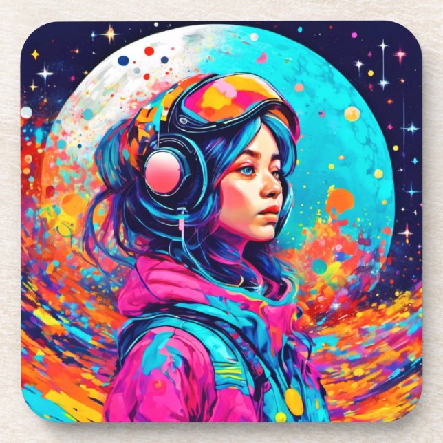 Posavasos Chica Lunar Colorida (Frente)
