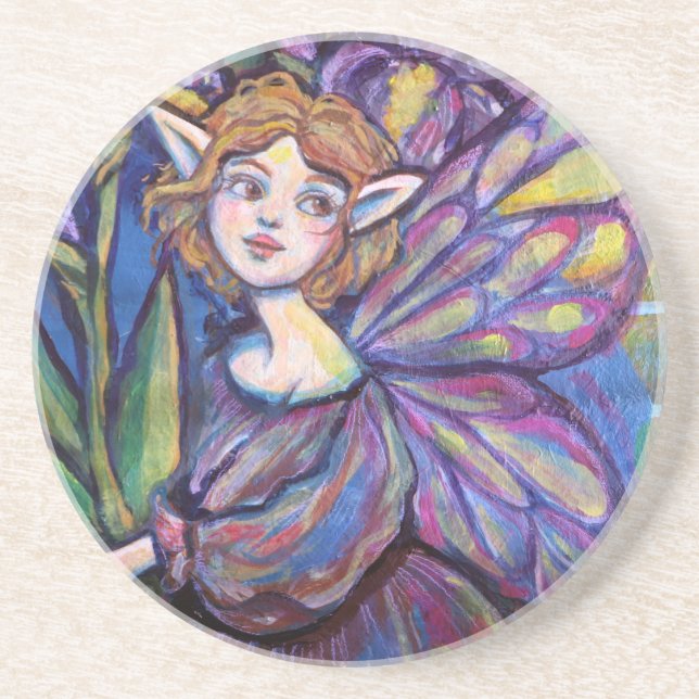 Posavasos Chica Púrpura Iris Pixie (Frente)