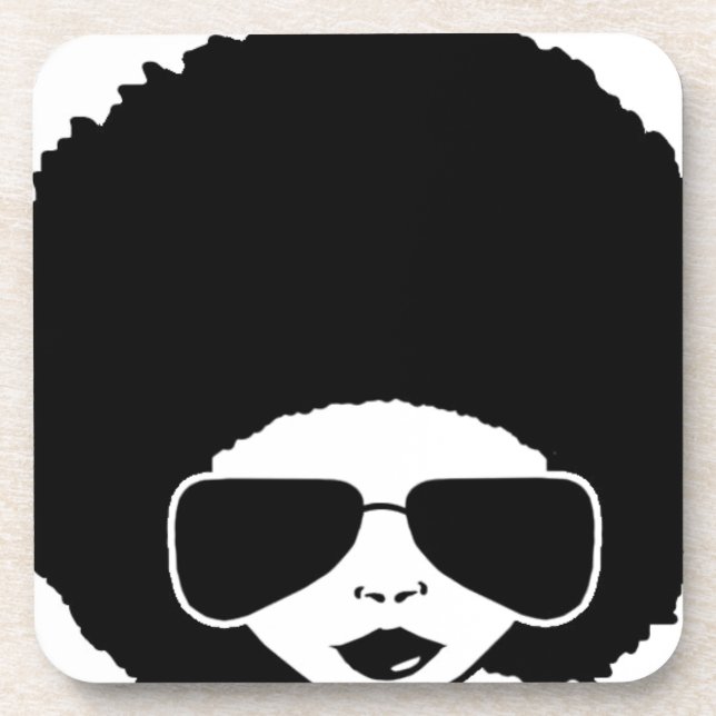 Posavasos chica retro del Afro (Frente)