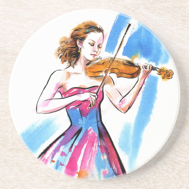 Posavasos Chica tocando el violín (Frente)