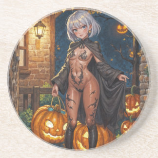 Posavasos Chica valiente de Halloween Truco o trato Pintura