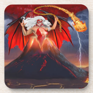 Posavasos Chica vampira rebelde: Escape del volcán