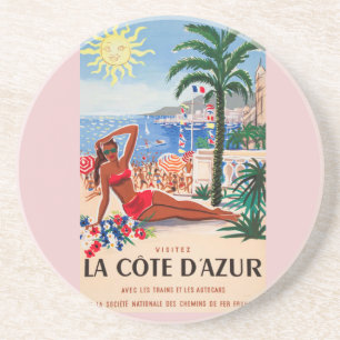 Posavasos Chica Vintage Cote D'Azur Beach