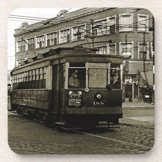POSAVASOS CHICAGO 63 Y OCCIDENTE 1952 TROLLEY ART SEPIA (Frente)