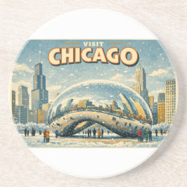 Posavasos Chicago Bean in Winter coaster