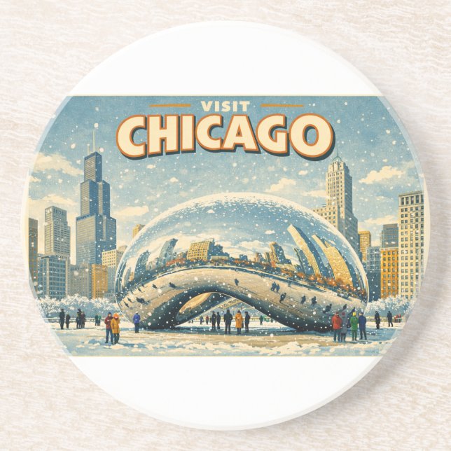Posavasos Chicago Bean in Winter coaster (Frente)