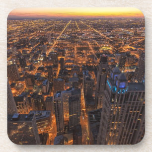 Posavasos Chicago céntrica en la puesta del sol