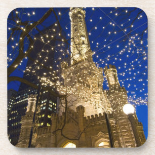 Posavasos Chicago, Illinois, torre de agua vieja con día de
