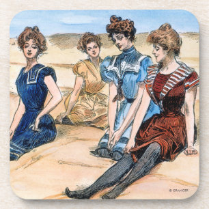 Posavasos Chicas de Gibson en la playa, 1900