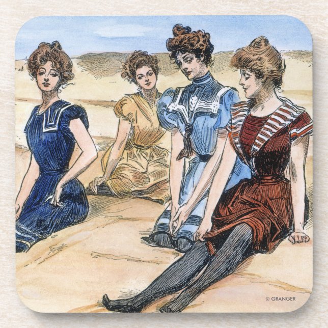 Posavasos Chicas de Gibson en la playa, 1900 (Frente)