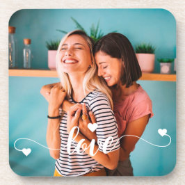 Posavasos Chicas White Love Script con Heart Valentine