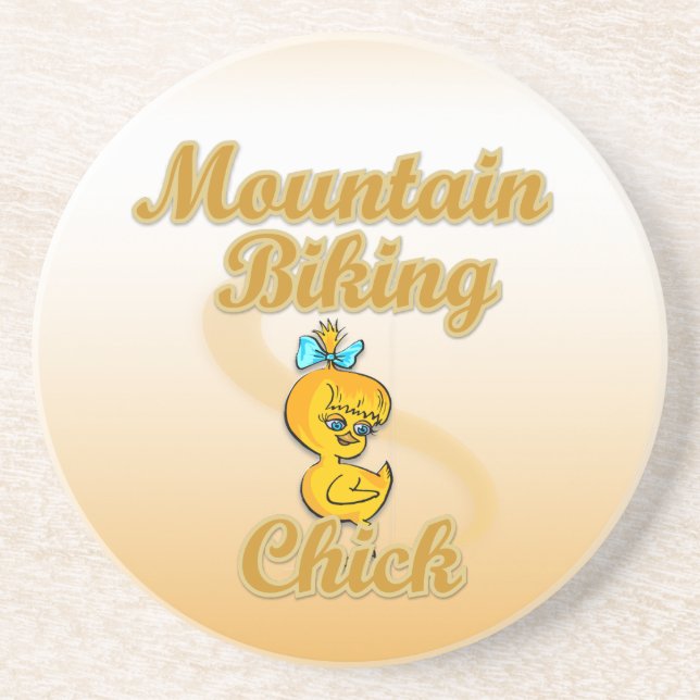 Posavasos Chick de ciclismo de montaña (Frente)