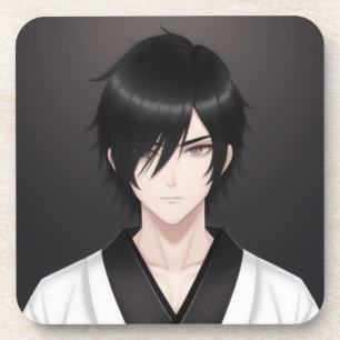 Posavasos Chico Anime de Cabello Oscuro con Atuendo Tradicio