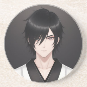 Posavasos Chico Anime de Cabello Oscuro con Atuendo Tradicio