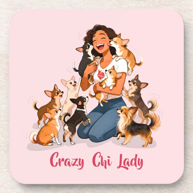 Posavasos Chimigos - Crazy Chi Lady - Chihuahua  (Frente)