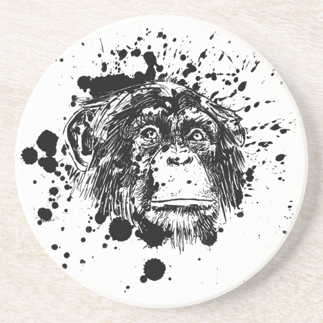 Posavasos Chimpancé en Black Splash (Frente)