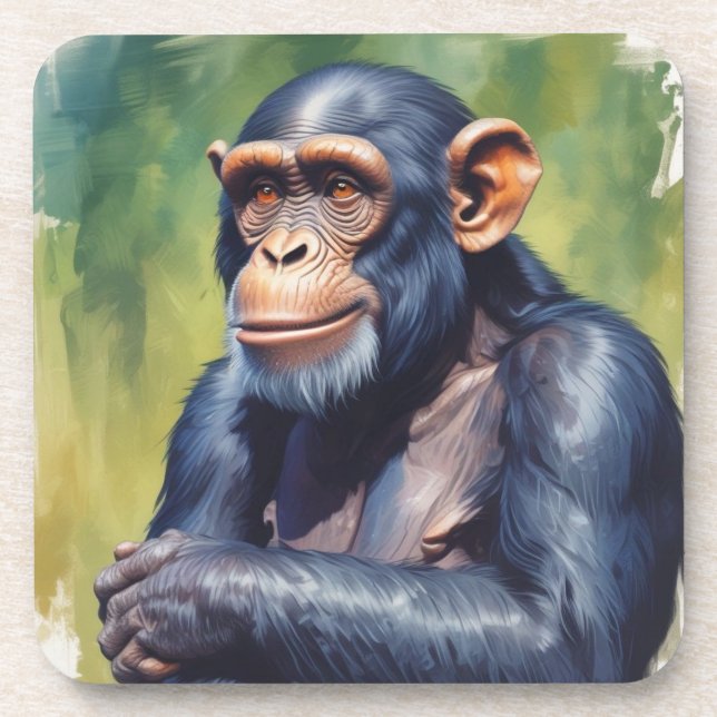 Posavasos Chimpancé lindo loco divertido  (Frente)