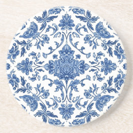 Posavasos Chinoisería Floral Azul Acuarela Blanca