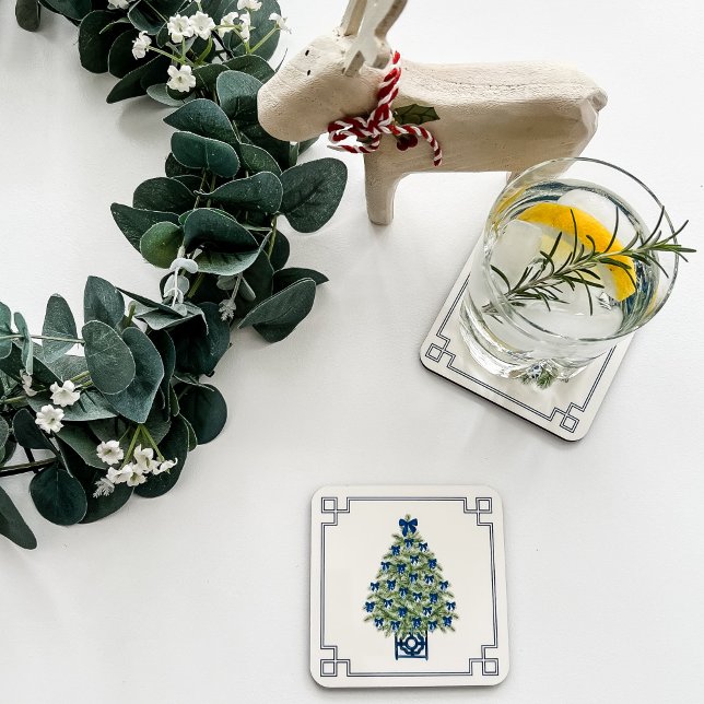 Posavasos Chinoiserie Christmas Tree (Chinoiserie Christmas Tree Drink Coaster)