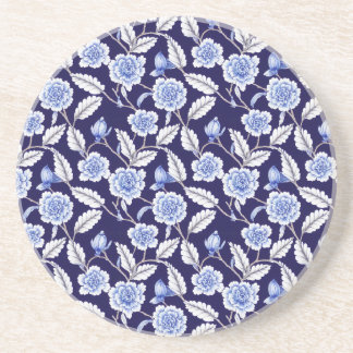 Posavasos Chinoiserie Delft Blue Floral Porcelana Patrón