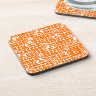 Posavasos Chinoiserie Foo Dog - Enrejado de bambú naranja