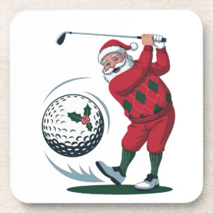 Posavasos Chirstmas Fantasy Golf Jugando a Santa Claus