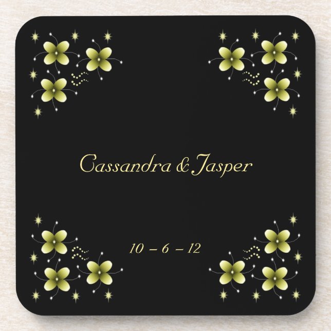 Posavasos Chispas amarillas de neón de la flor (Frente)