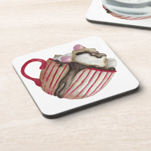 Posavasos chocolate caliente y malvaviscos de cacao