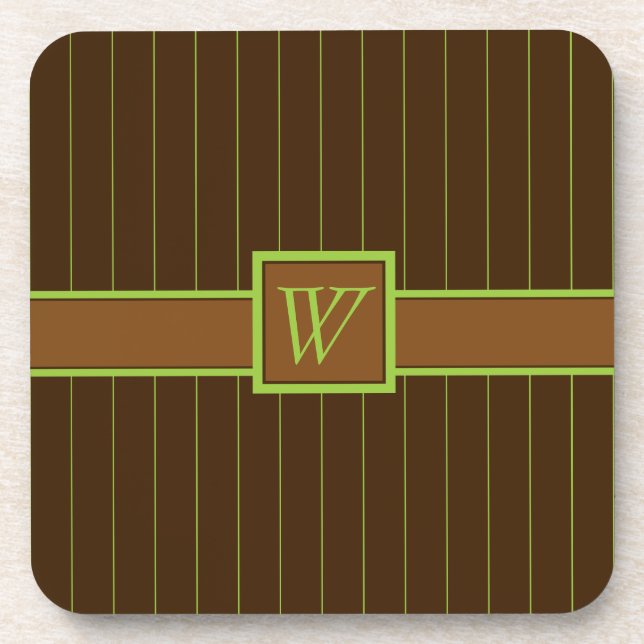 Posavasos Chocolate con esparadrapo cuadrado Lime Pinstripes (Frente)