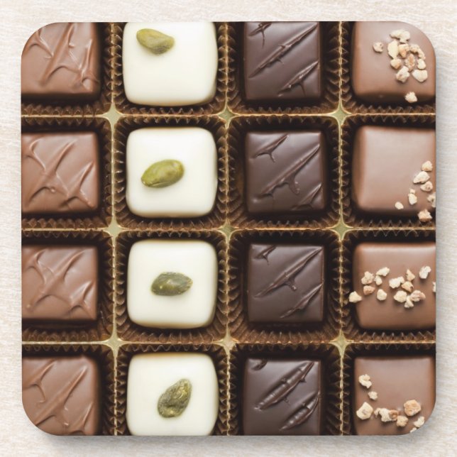 Posavasos Chocolate de lujo hecho a mano en una caja (Frente)