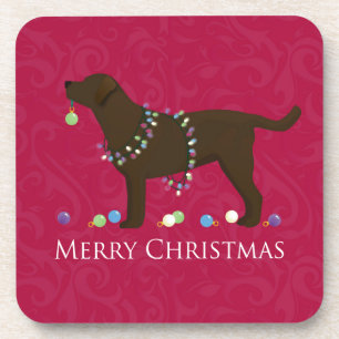Posavasos Chocolate Lab Feliz diseño navideño