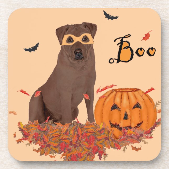 Posavasos Chocolate Labrador Retriever ¡Boo! (Frente)
